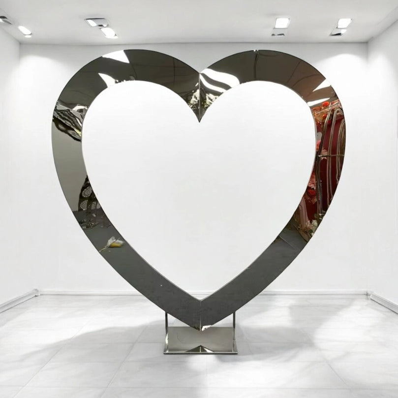 Heart Mirror Gold Wedding Backdrop - Cupid Arch Metal Stand