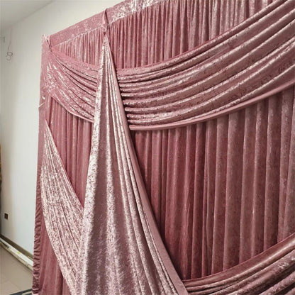 VELA Pink Crushed Velvet Backdrop | Pre-Draped Swag Curtain