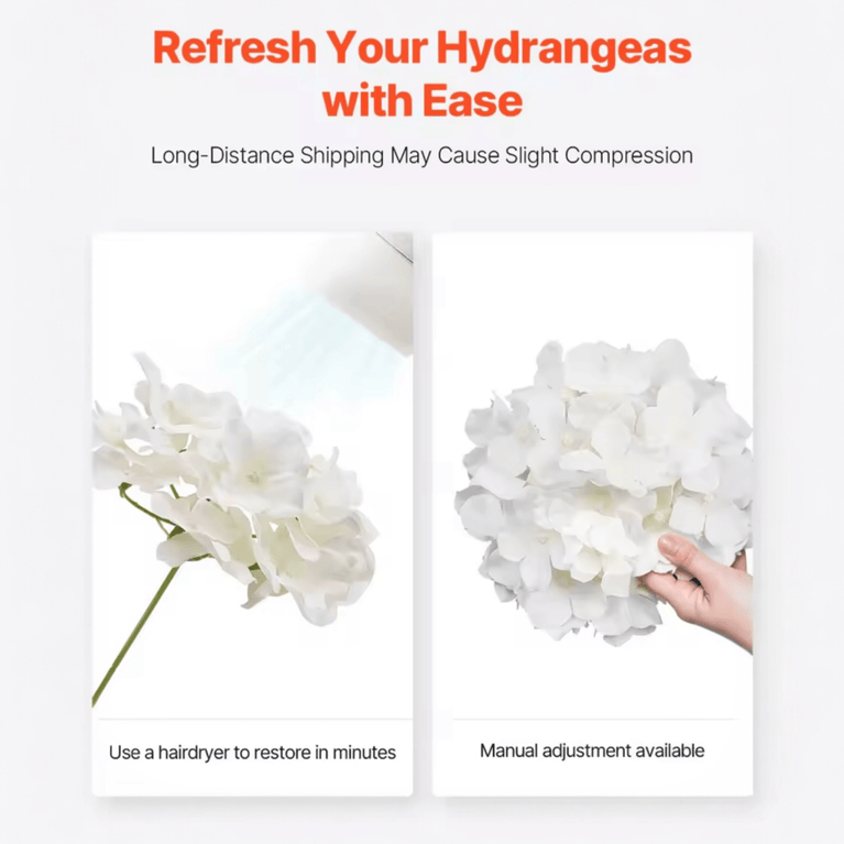 White Hydrangea Single 6 Inch Stem Artificial Flower 10-Pack