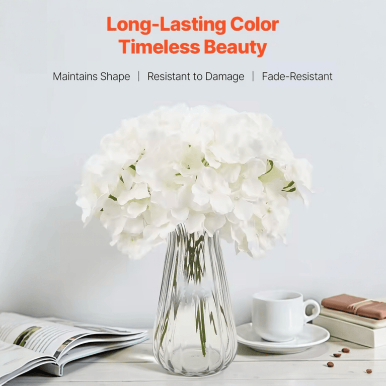 White Hydrangea Single 6 Inch Stem Artificial Flower 10-Pack