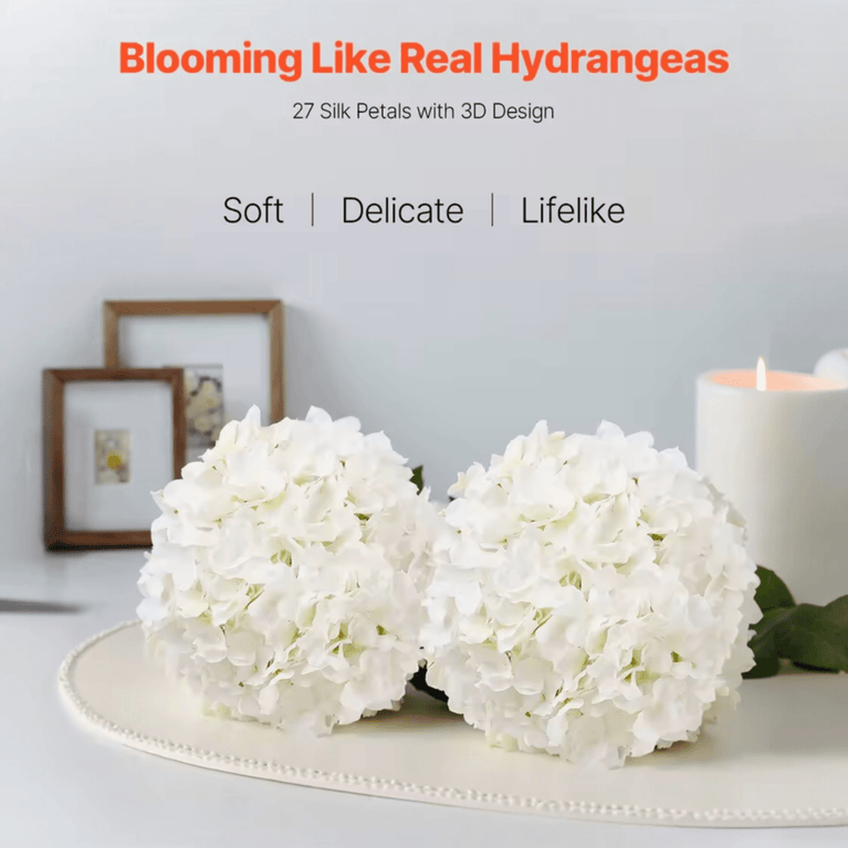 White Hydrangea Single 6 Inch Stem Artificial Flower 10-Pack