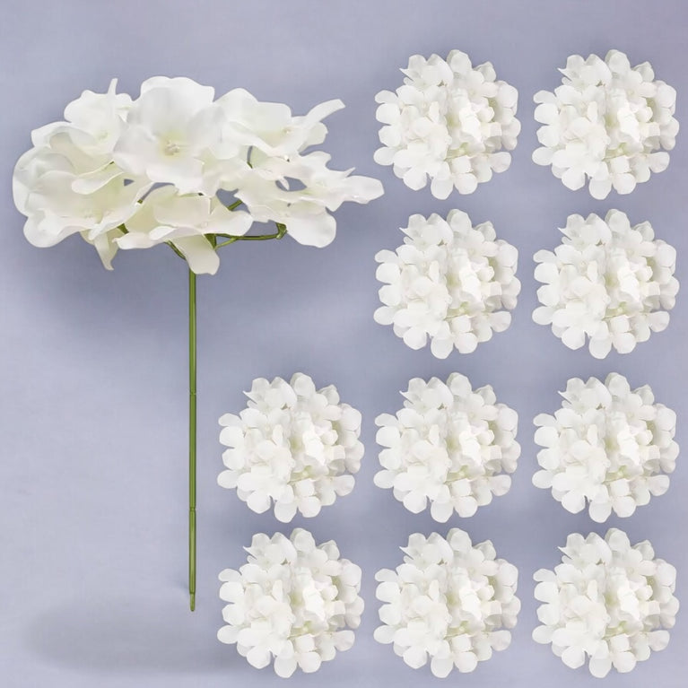 White Hydrangea Single 6 Inch Stem Artificial Flower 10-Pack