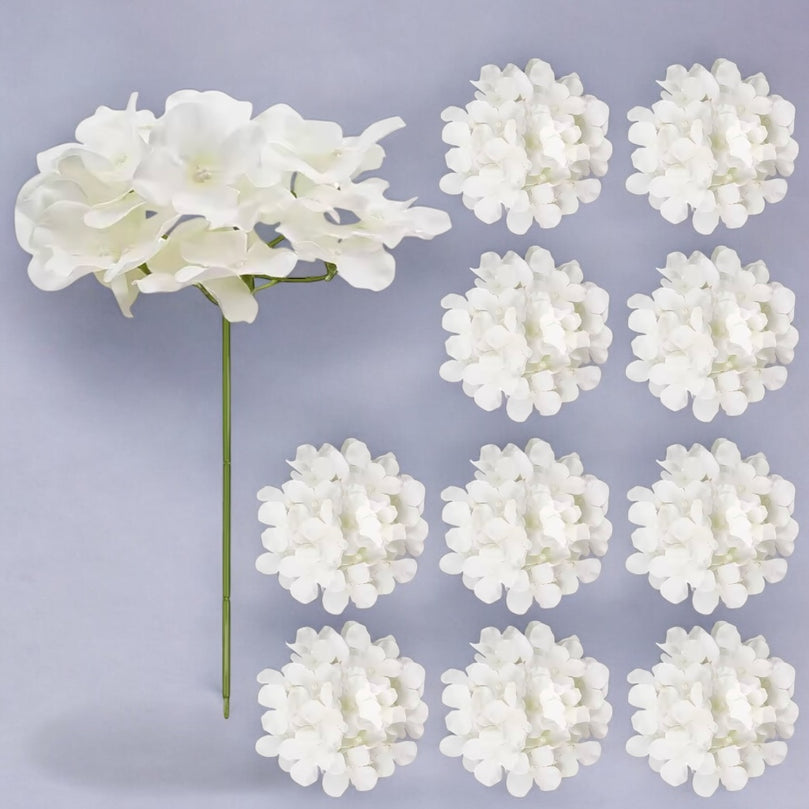 White Hydrangea Single 6 Inch Stem Artificial Flower 10-Pack