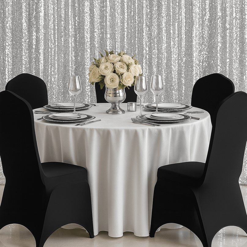 Black Dining Chair Cover - Wedding Banquet Arched Slipcover