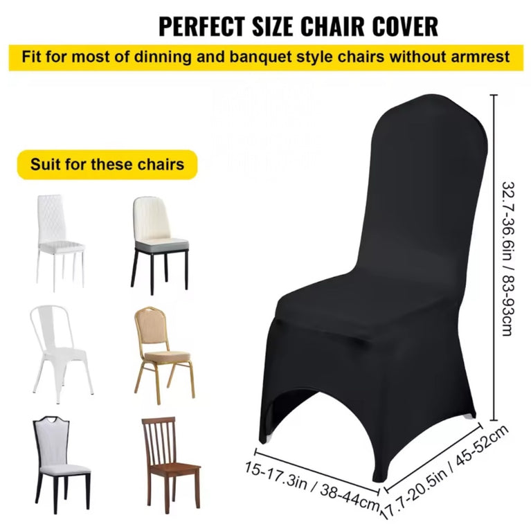Black Dining Chair Cover - Wedding Banquet Arched Slipcover