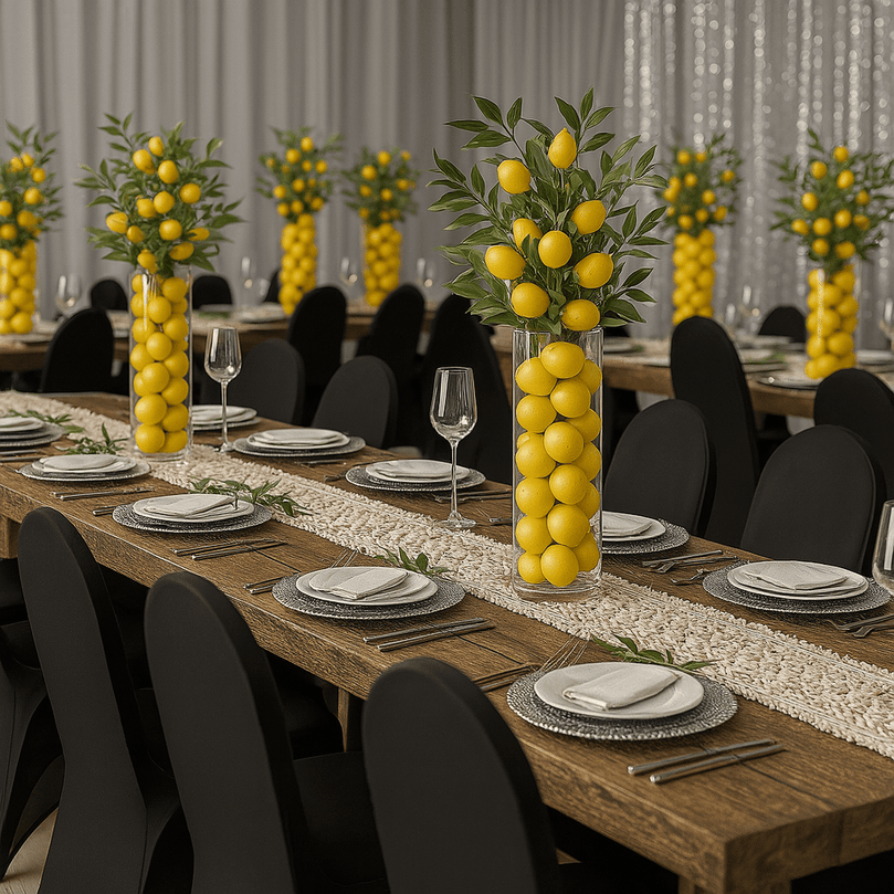 Black Dining Chair Cover - Wedding Banquet Arched Slipcover