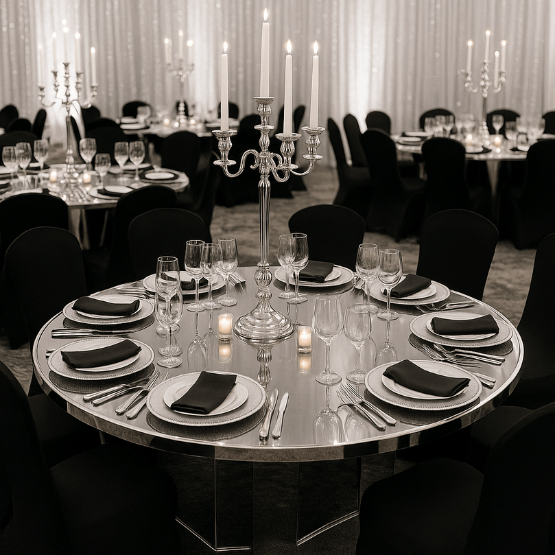 Black Dining Chair Cover - Wedding Banquet Arched Slipcover