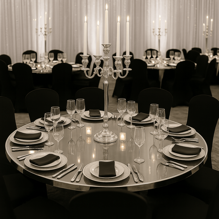 Black Dining Chair Cover - Wedding Banquet Arched Slipcover