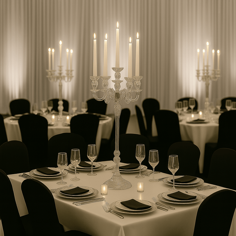 Black Dining Chair Cover - Wedding Banquet Arched Slipcover