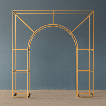 3D Curved Wedding Arch Gold Backdrop Stand