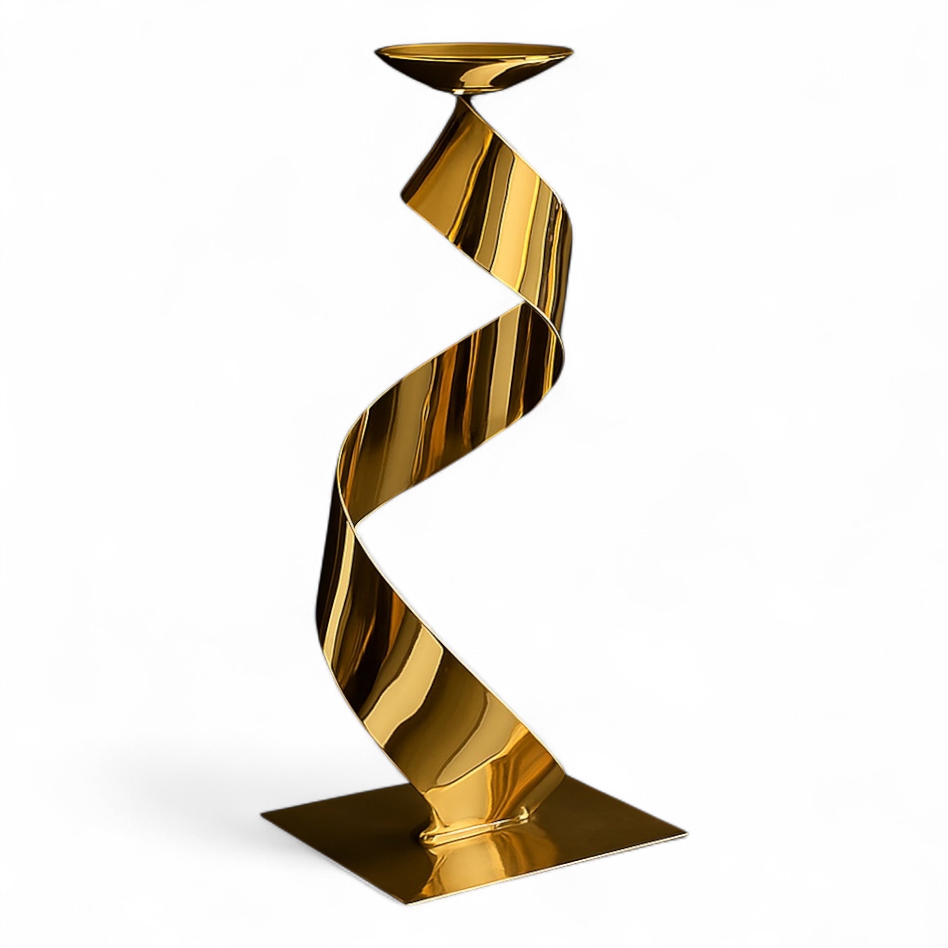 Spiral Gold Wedding Dining Centerpiece on a white background