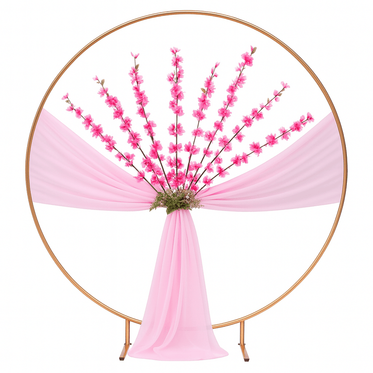 Vorte Round Wedding Backdrop Stand - 6.5 FT Gold Metal Arch