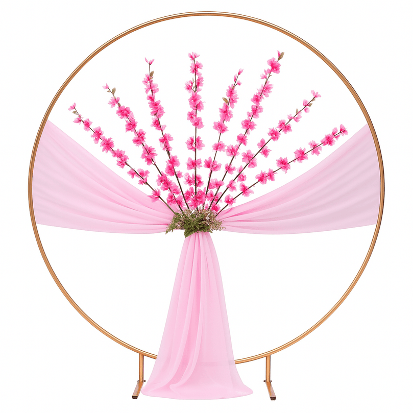 Vorte Round Wedding Backdrop Stand - 6.5 FT Gold Metal Arch