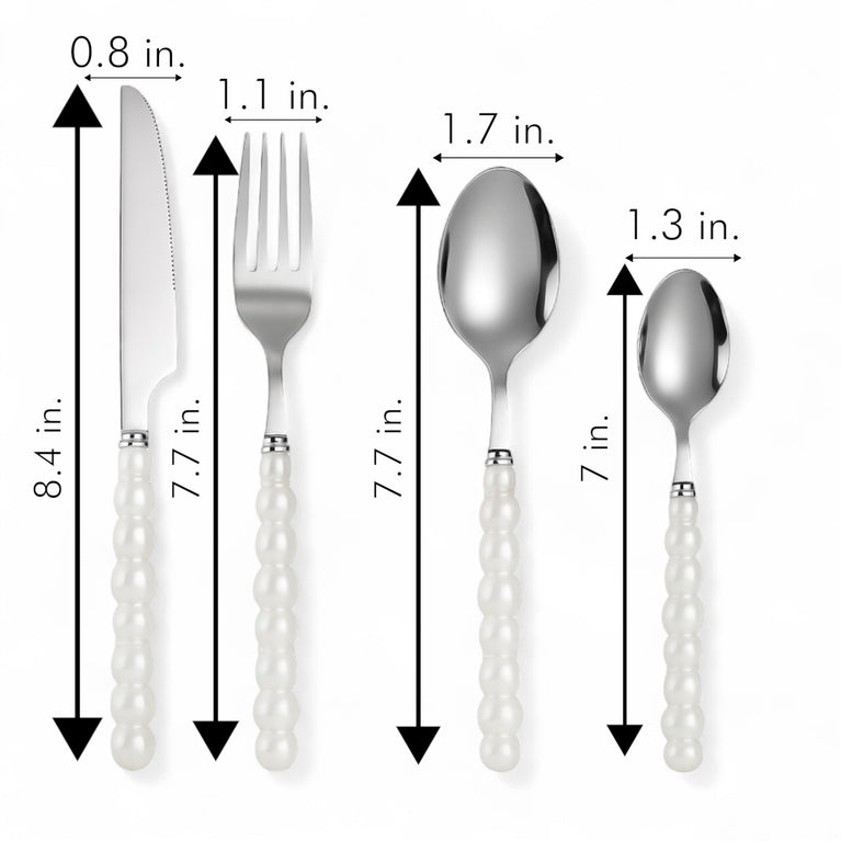 White Pearl Beaded Cutlery Set for Rent