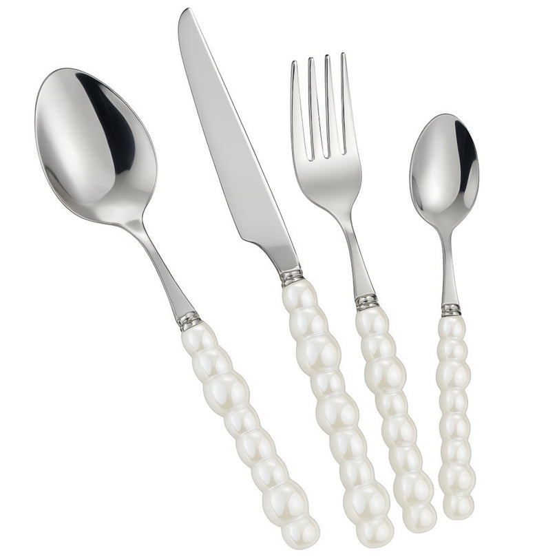 White Pearl Beaded Cutlery Set for Rent