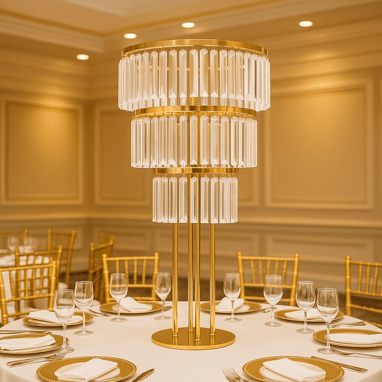 Luxe Wedding Centerpieces For Rent - 35" Crystal Table Decor