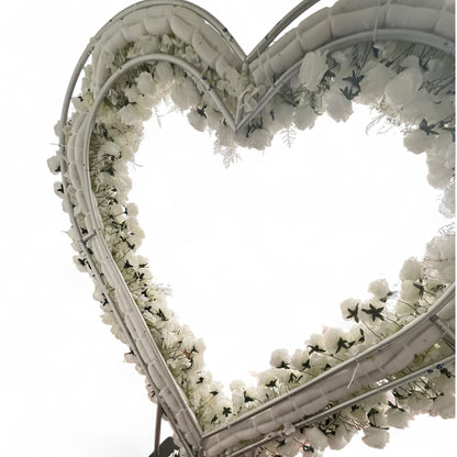 Heart Backdrop For Rent with White Flower Arrangement