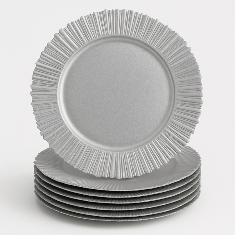 FLARE Silver Charger Plates 6-Pack