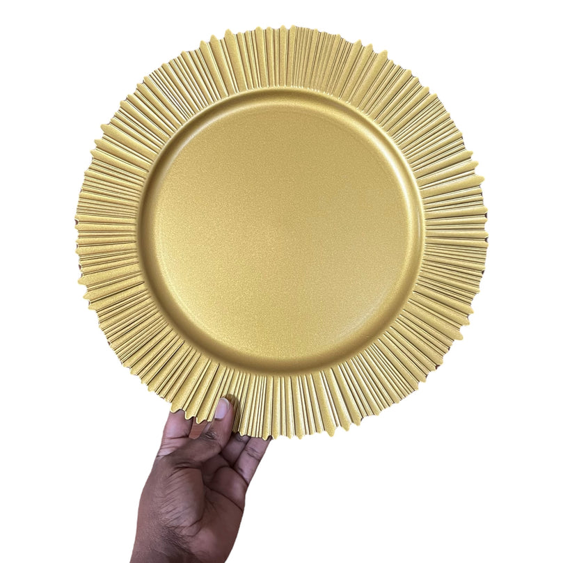 FLARE Gold Charger Plates 6-Pack | 13 Inch Dinnerware Set