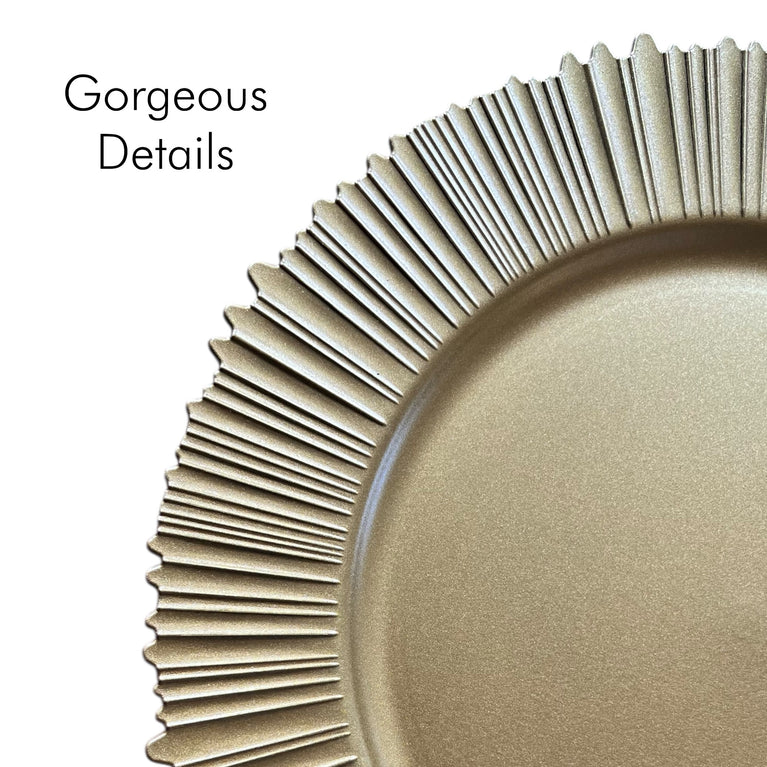 FLARE Gold Charger Plates 6-Pack | 13 Inch Dinnerware Set