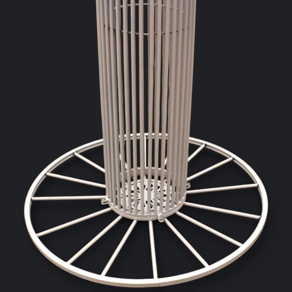 Metallic cylindrical object with a circular base on a black background