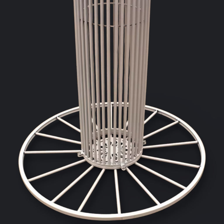 Metallic cylindrical object with a circular base on a black background