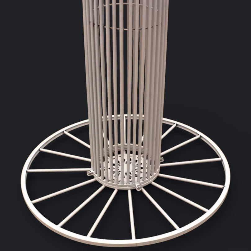 Metallic cylindrical object with a circular base on a black background