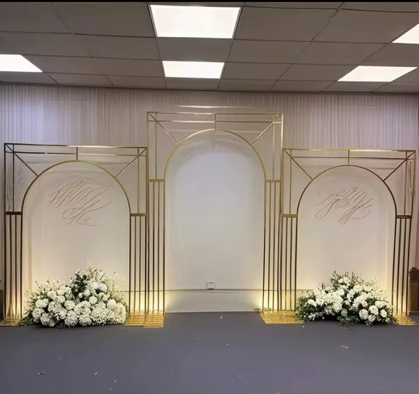 NOA Geometric Gold Arch Set | 3D Metal Wedding Backdrop