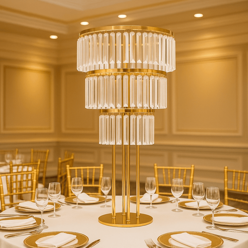 Luxe Wedding Centerpieces For Rent - 35" Crystal Table Decor