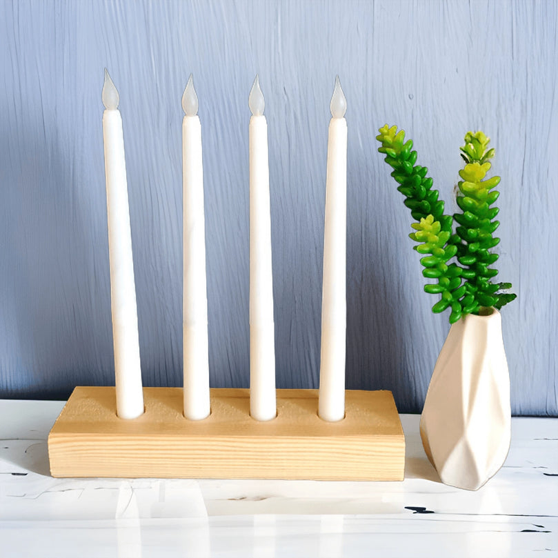 Natural Wood Decor Taper Candlestick Holder