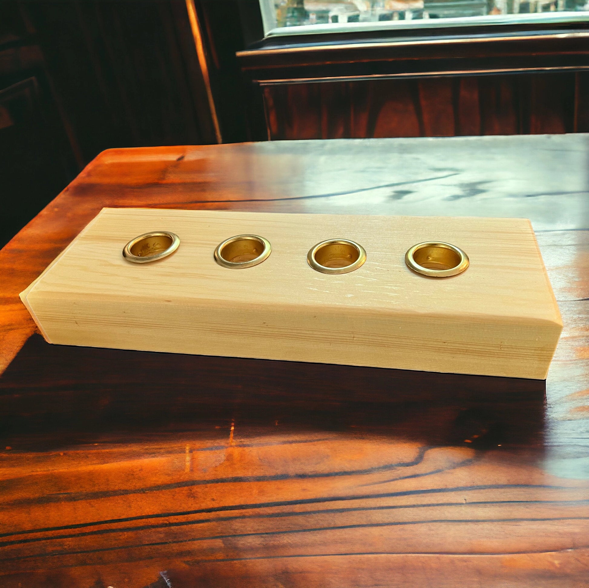 Natural Wood Decor Taper Candlestick Holder
