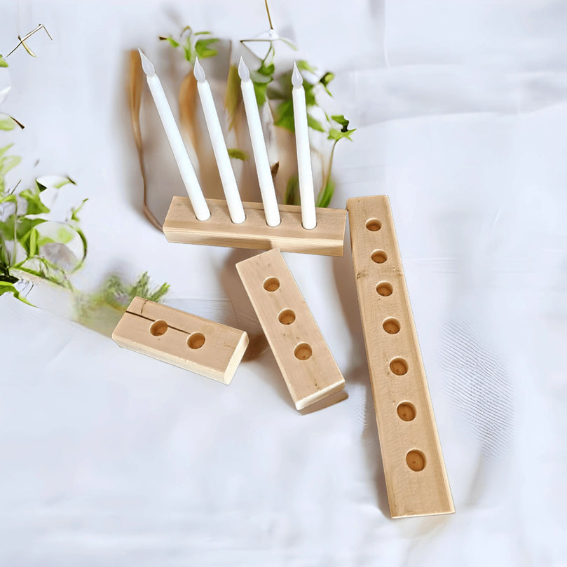 Natural Wood Decor Taper Candlestick Holder