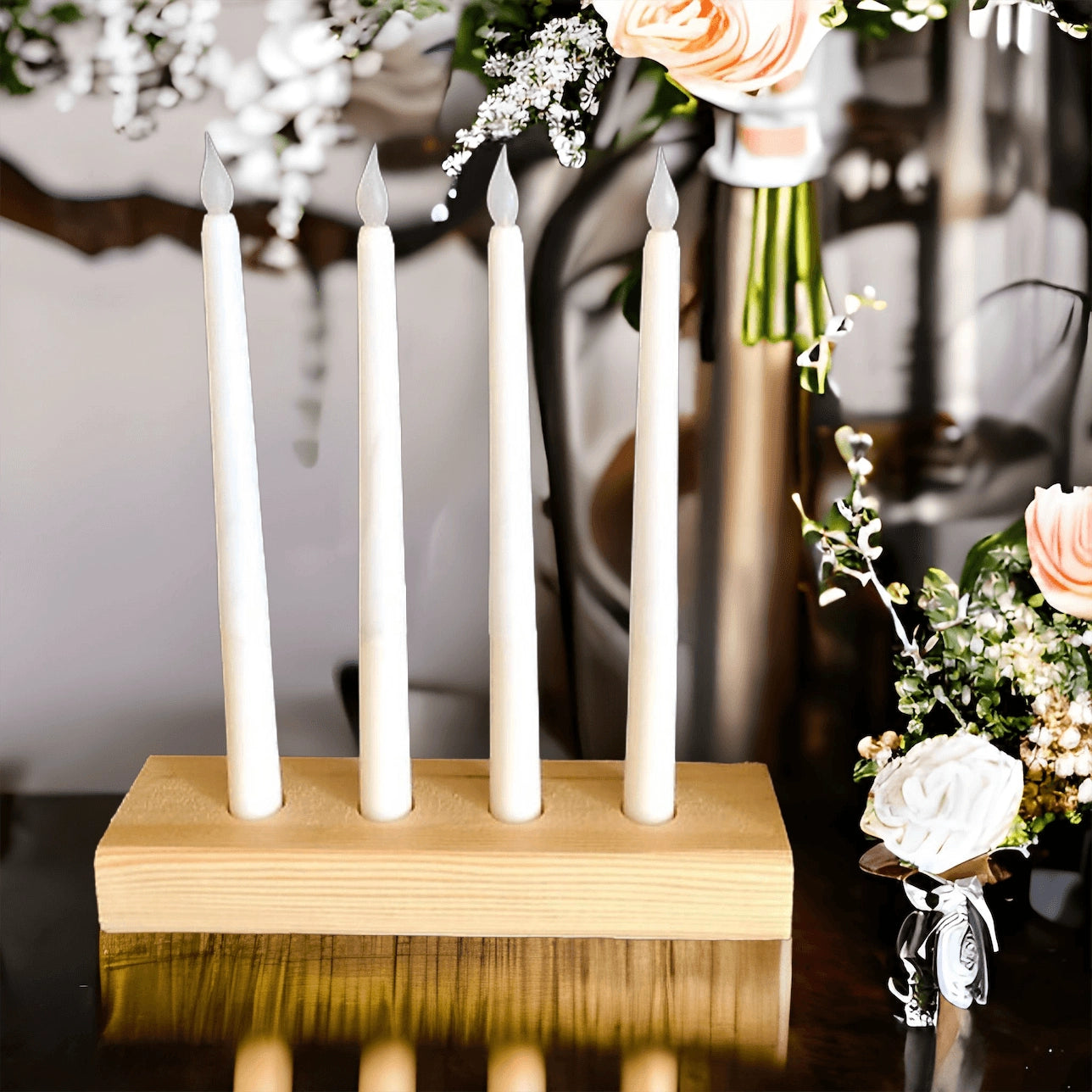Natural Wood Decor Taper Candlestick Holder