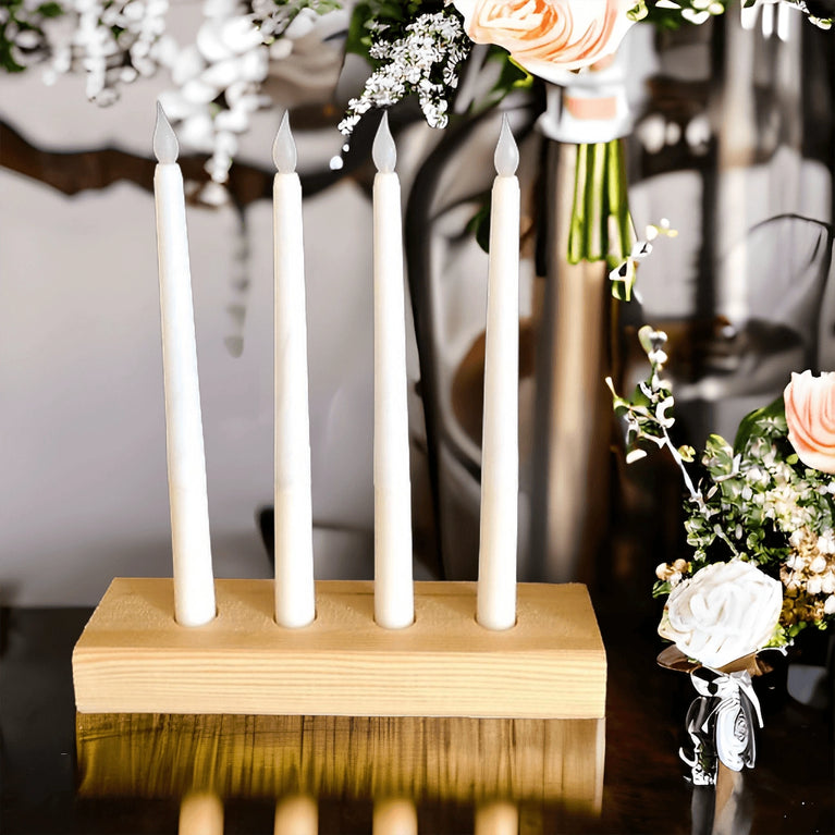 Natural Wood Decor Taper Candlestick Holder