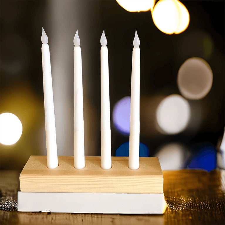 Natural Wood Decor Taper Candlestick Holder