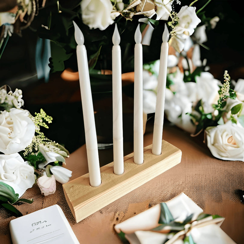 Natural Wood Decor Taper Candlestick Holder