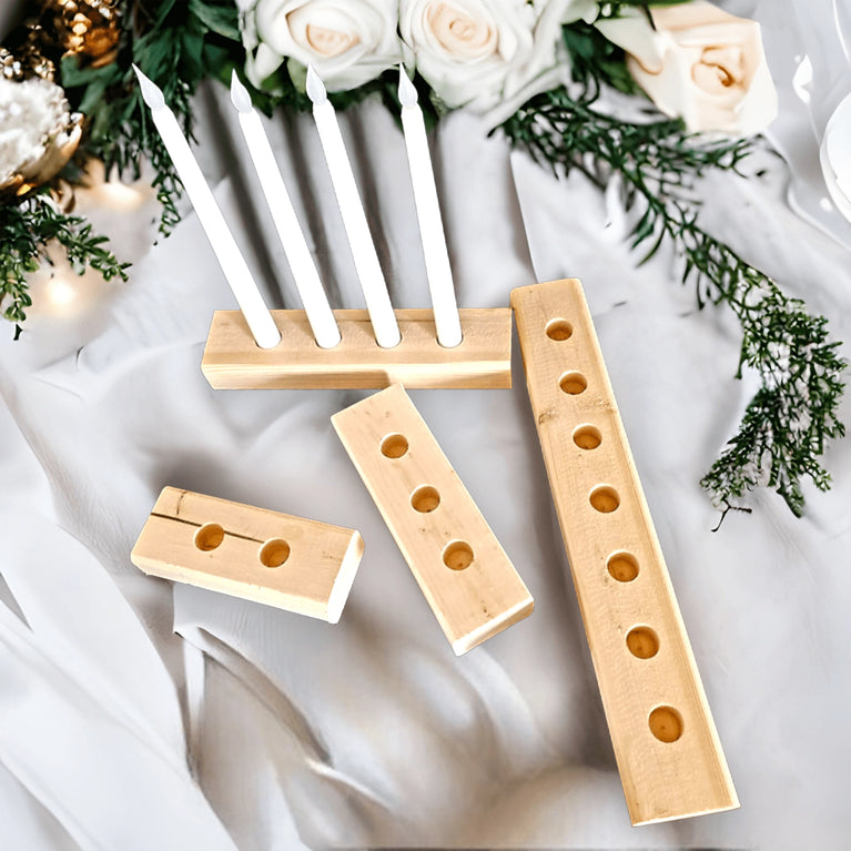 Natural Wood Decor Taper Candlestick Holder