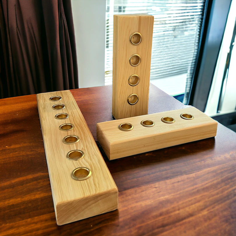 Natural Wood Decor Taper Candlestick Holder