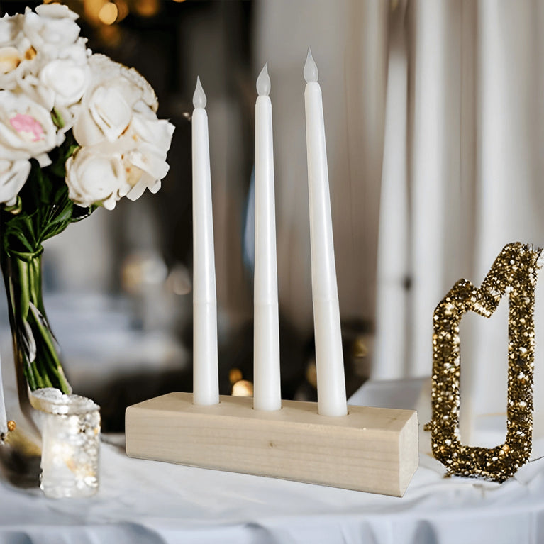 Natural Wood Decor Taper Candlestick Holder