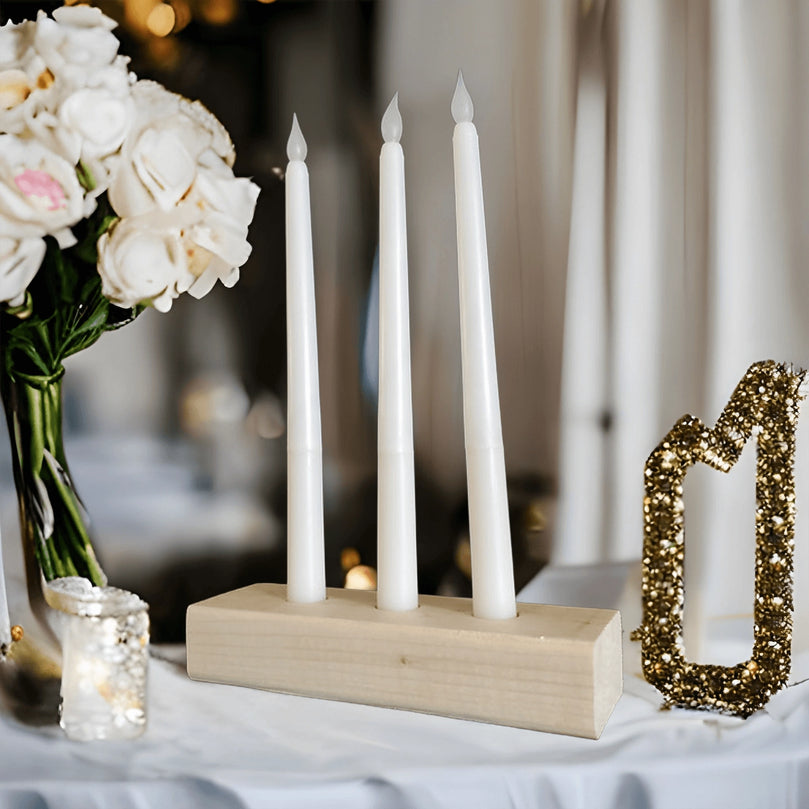 Natural Wood Decor Taper Candlestick Holder