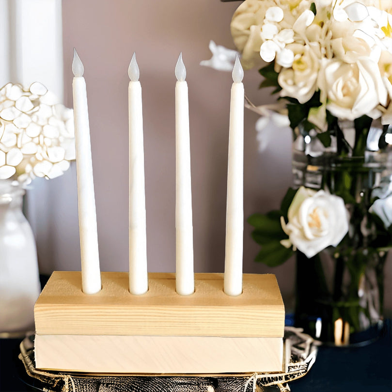 Natural Wood Decor Taper Candlestick Holder