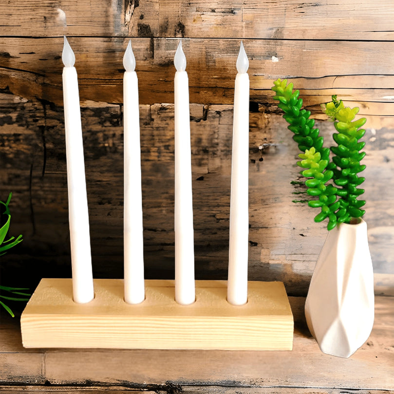 Natural Wood Decor Taper Candlestick Holder