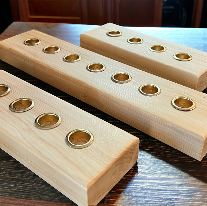 Natural Wood Decor Taper Candlestick Holder