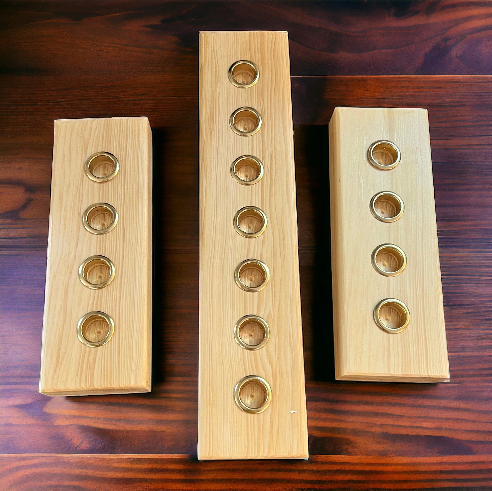 Natural Wood Decor Taper Candlestick Holder