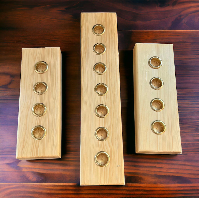 Natural Wood Decor Taper Candlestick Holder