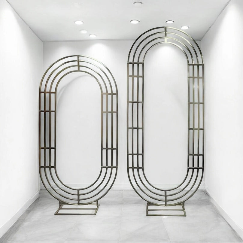 Noval Shiny Gold Wedding Backdrop Stand – Elegant Metal Arch