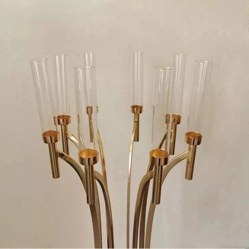 Petal Wedding Centerpiece Decor | 8-Arm Gold Candle Holder