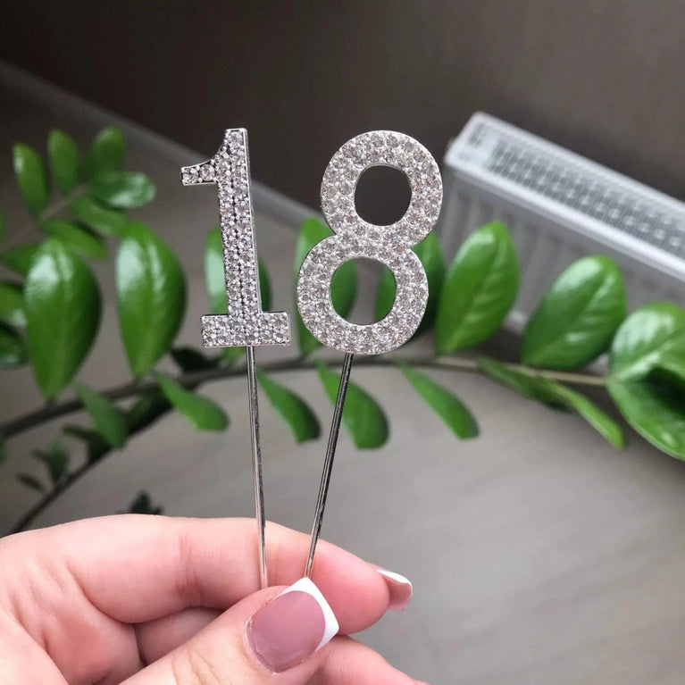 Rhinestone Number Birthday Cake Topper 1-Pc