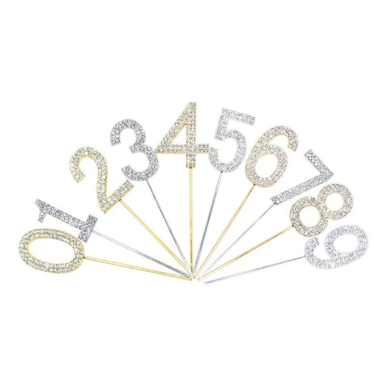 Rhinestone Number Birthday Cake Topper 1-Pc