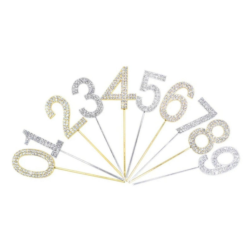 Rhinestone Number Birthday Cake Topper 1-Pc